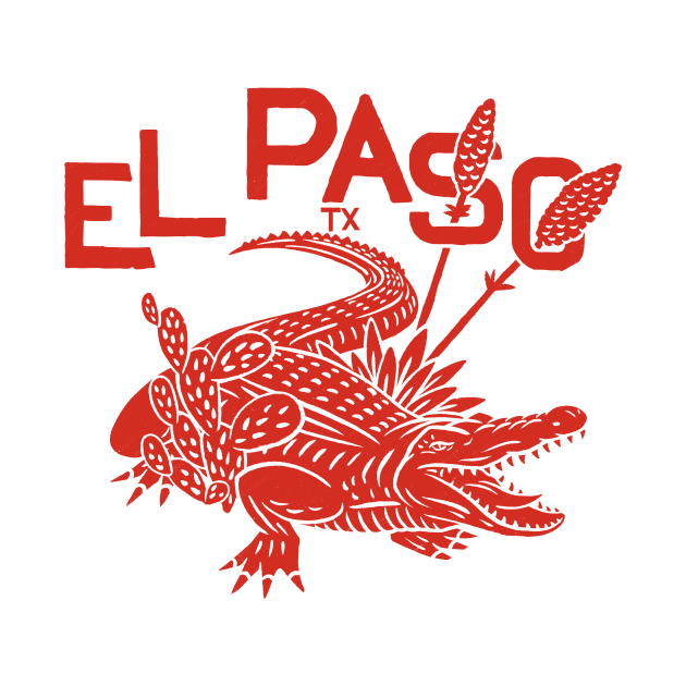 El Paso Alligator w/ text (red) by BrokenArrow