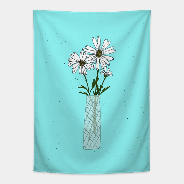 Floral drawing IV: bellis perennis Tapestry by Aidi Riera