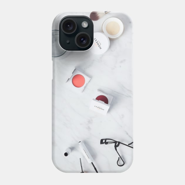 Makeup on Marble Background Phone Case by NewburyBoutique