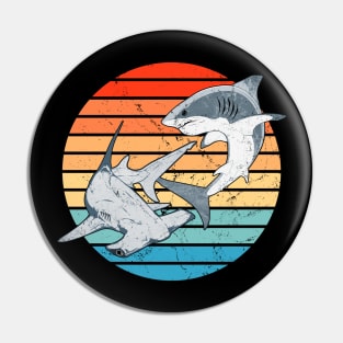 Hammerhead and Great White Shark Pin