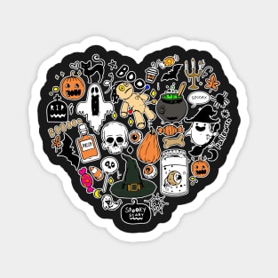 Funny Halloween Women Cute Doodles Heart Halloween Magnet