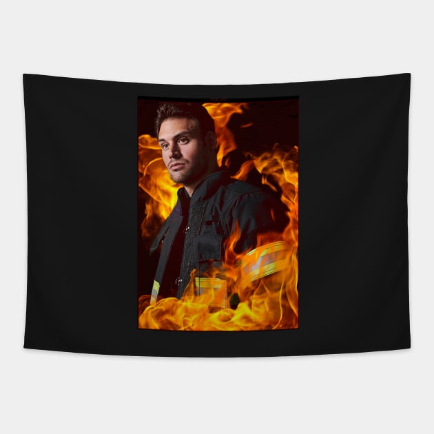 911 - Eddie Diaz - Flames Tapestry by vickytoriaq