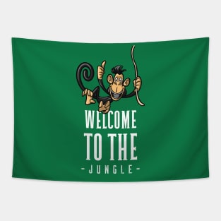 Welcome To The Jungle / Cartoon Monkey Design / Cute Cartoon Chimp / Great Gift For New Colleague / Welcome Gift Tapestry