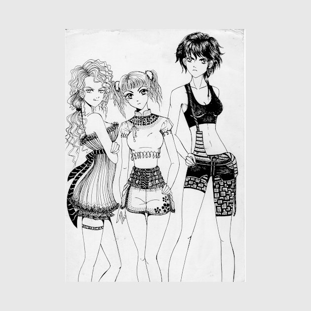 Drawing of Three Girls 2009 by alien3287