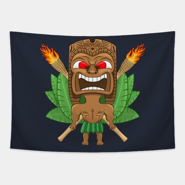 Angry Hawaiian Tiki Totem Tapestry by SmittyGFX