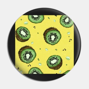 Summer Time Yellow Kiwi Pattern Texture Pin