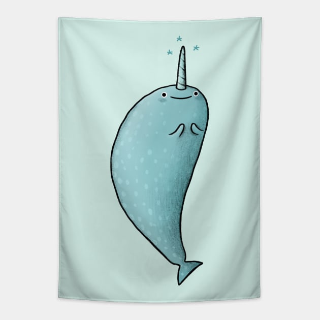 Happy Narwhal Tapestry by Sophie Corrigan