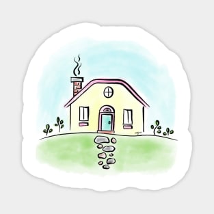 cottage house pastel doodle Magnet