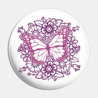 Flower Butterfly Mandala Pin