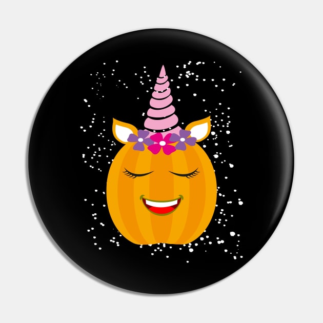 Cute Unicorn Pumpkin Halloween Gift Pin by UranusArts