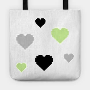 Agender Pride Hearts Pixel Art Tote