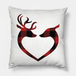 Red Plaid Deer Buck and Doe Heart Winter Gifts: Pillows, Bedding, Mugs & More! Pillow