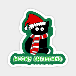 Black Cat wishing you Meowy Christmas! Magnet