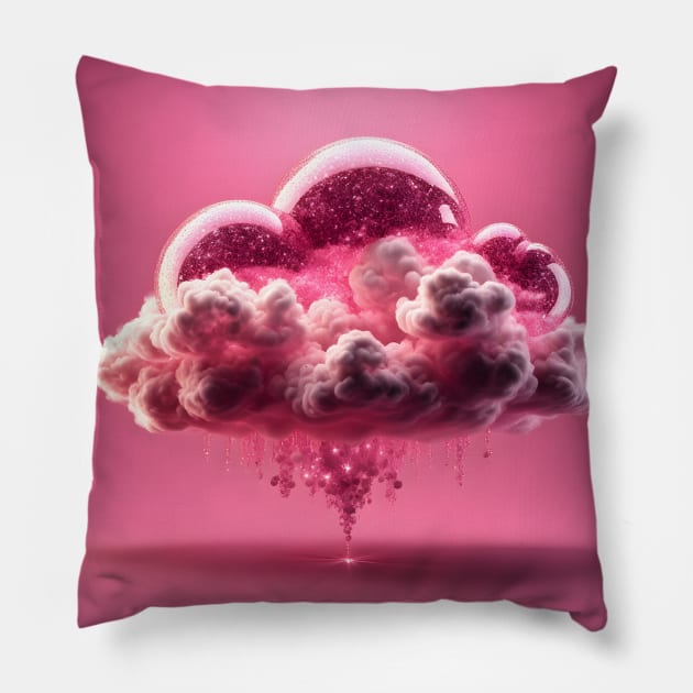 Pink Glitter Bubble Cloud Pillow by PurplePeacock