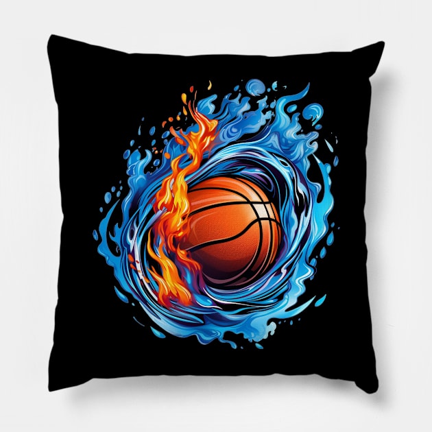 Abstract Burning Basketball Ball Pillow by mieeewoArt