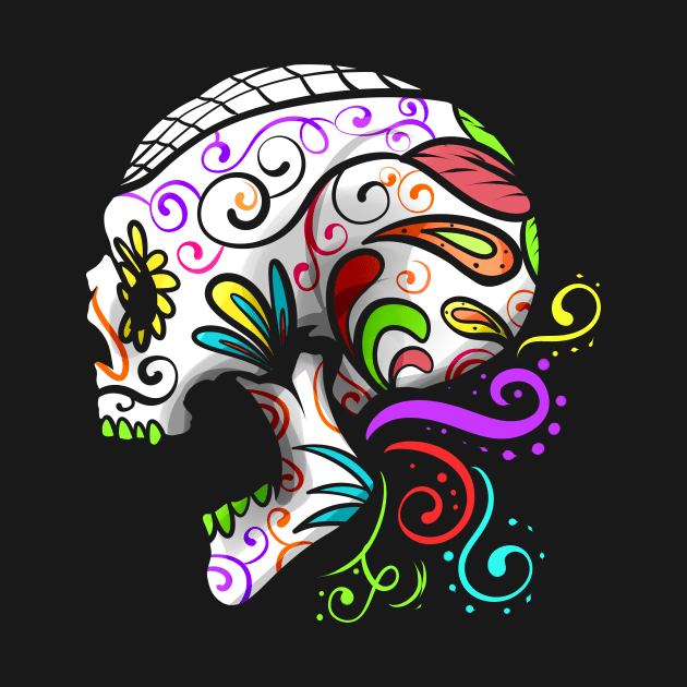 Painted Sugar Skull For Dia De Los Muertos Day Of The Dead by SinBle