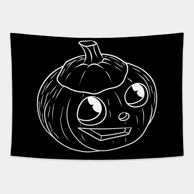 Cute Halloween White Outline Jack o' Lantern Tapestry by saradaboru