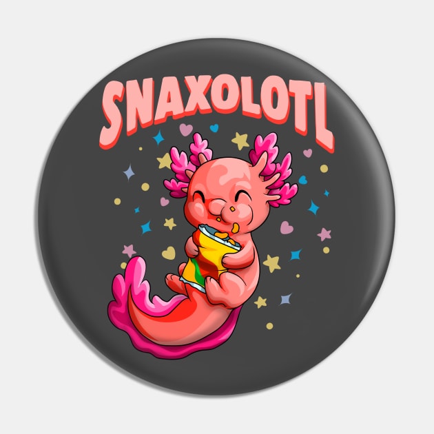 Cute Snaxolotl Kawaii Axolotl Food Snacks Sweets Pun Lover Pin by Blink_Imprints10