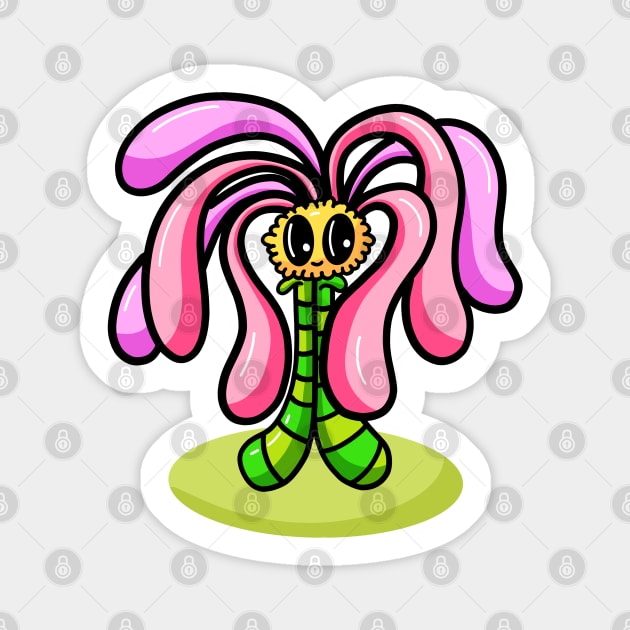 Pretty Pink Flower Cartoon Character Magnet by Squeeb Creative