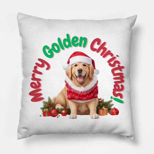 Merry Golden Christmas! Pillow by Doodle and Things
