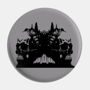 two skulls nightmarish landscape Pin