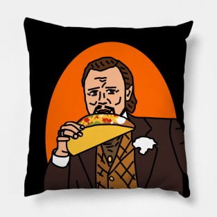 Laughing Leo is Eating a Taco Memes Pillow