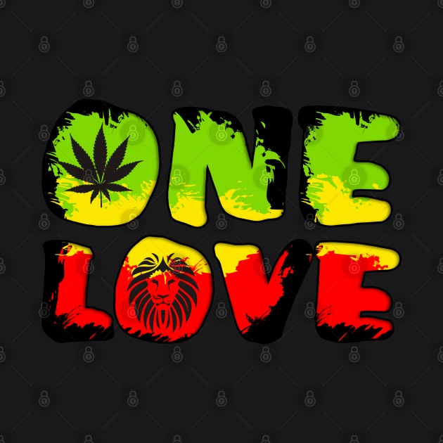 Rastafari - Grunge One Love Lion Ganja by EDDArt