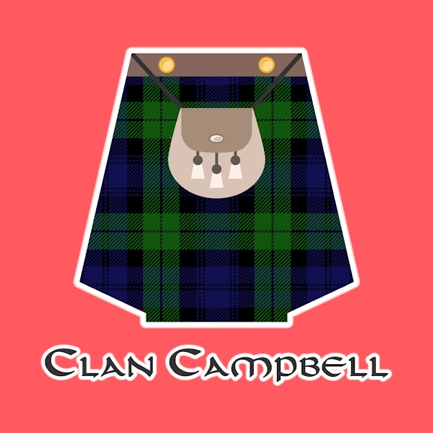 Scottish Clan Campbell Tartan Kilt Highlands by Grassroots Green