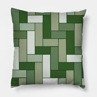 Olive Green Brick Geometric Art Pattern Pillow