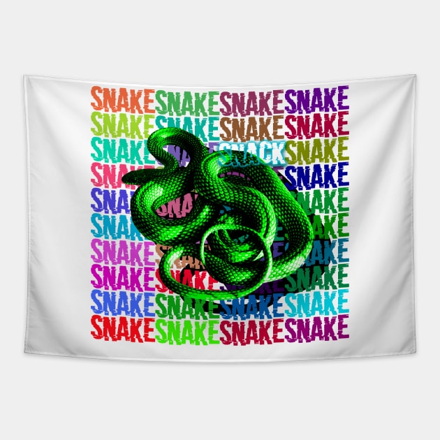 Snake popart rofl snack neon text Tapestry by denpoolswag