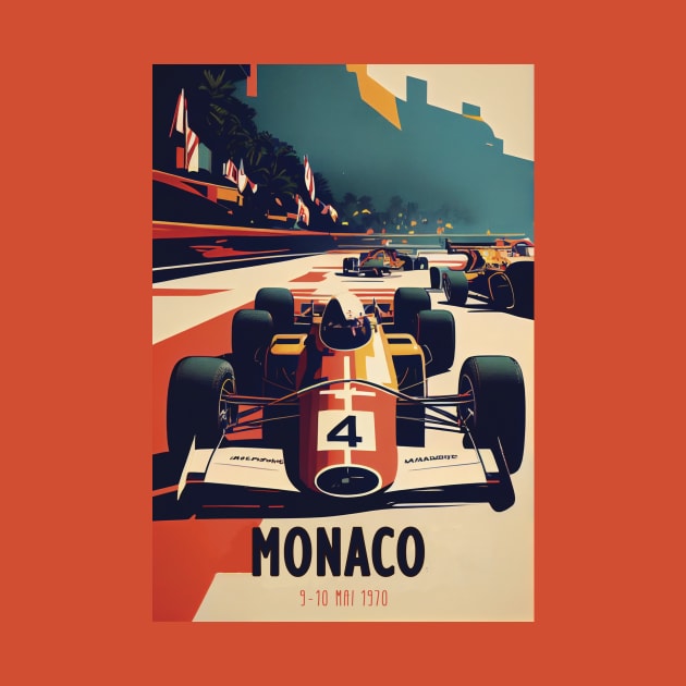 1970 Monaco Grand Prix Racing Travel Poster by GreenMary Design