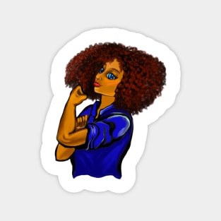 Anime Afro anime strong woman with afro and blue eyes Magnet