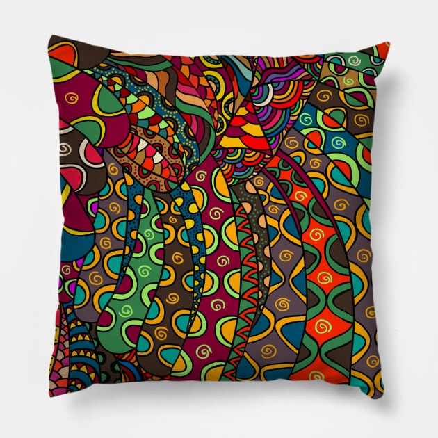 African Style No13, Tribal dance Pillow by Jirka Svetlik