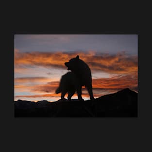 Samoyed Howling at Sunset, Silhouetted. Colorado T-Shirt