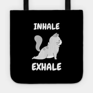 cute inhale exhale cat yoga Tote