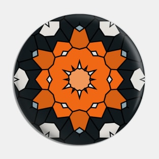 Orange Mosaic Mandala Pattern Pin