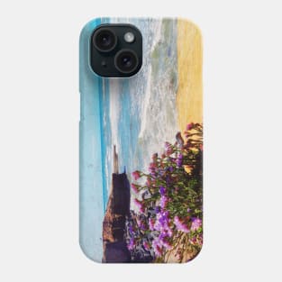 San Diego shore purple flowers California, USA To travel is to live Phone Case