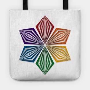 LGBTQ Rainbow Pride Flag Colored Geometric Starburst Tote