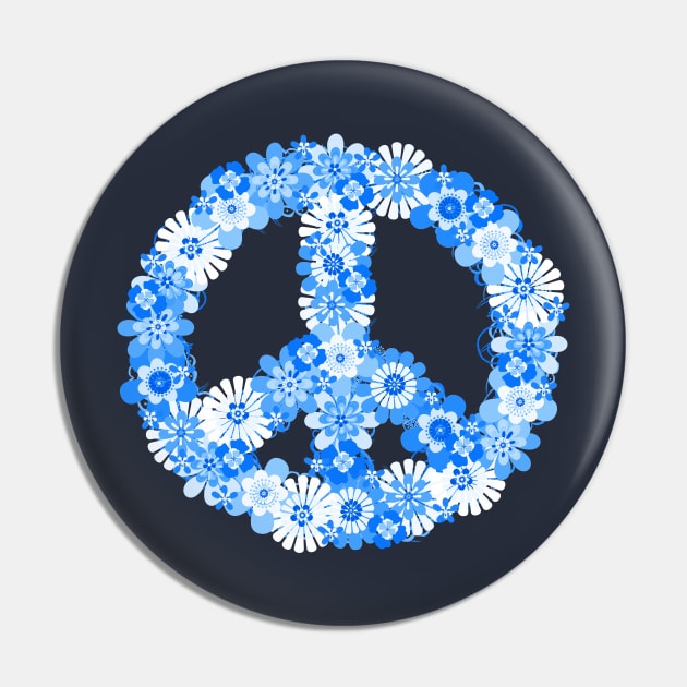 Peace Sign Blue Pin by mistflower