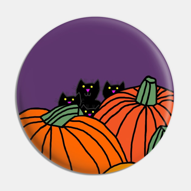 Halloween Horror Kittens and Pumpkins Pin by ellenhenryart