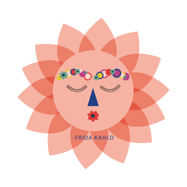 Colorful cute funny sun Frida kahlo portrait viva la vida mexican painter by sugarcloudlb-studio