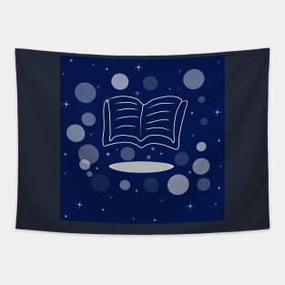 Book, reading, education. Banner, illustration with dark blue color background Tapestry