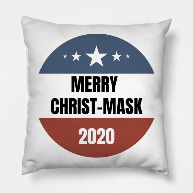 Merry Quarantined Christmask USA Pillow by NickDsigns