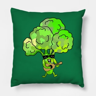 Broccoli Guitar Player  - Funny Broccoli Art Pillow