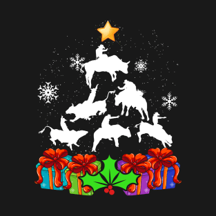 Funny Rodeo Bull Riding Christmas Tree Decor Gift Xmas Rider T-Shirt