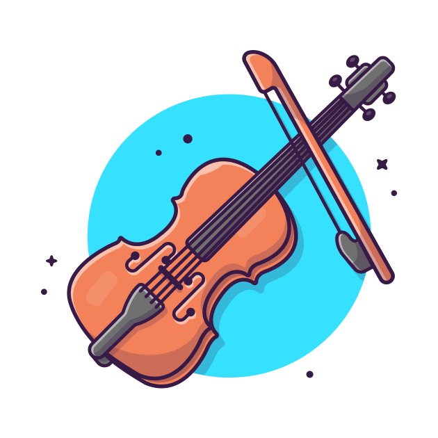 Violin Jazz Musical Cartoon Vector Icon Illustration by Catalyst Labs