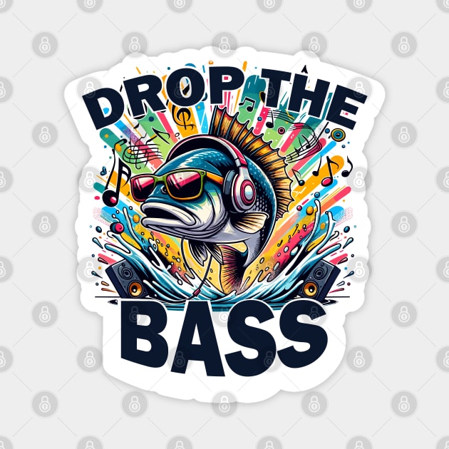 Drop The Bass Funny Fish Pun Magnet by SubtleSplit