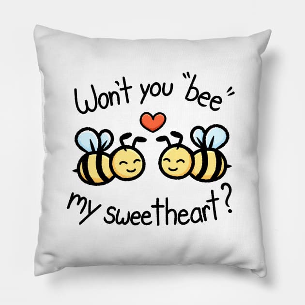 Won't you "bee" my sweetheart? Pillow by KammyBale