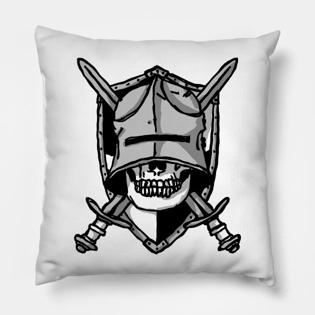 Dark and Gritty Knight Skull - Sword and Shield Coat of Arms Pillow by MacSquiddles