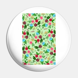 Red, pink, blue and maroon flower pattern with mint color background Pin